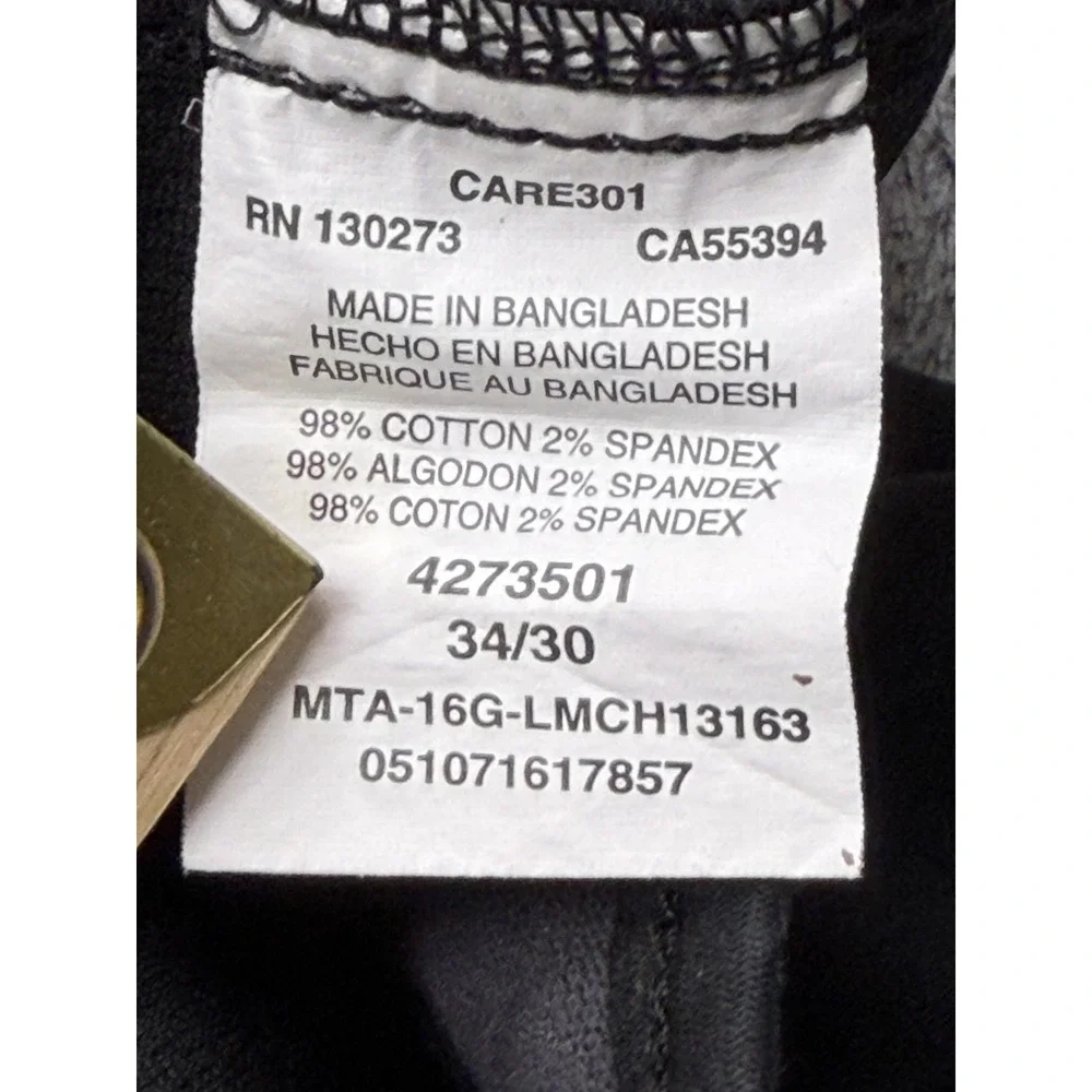 Lee Pants Mens Measured 34x29 Black‎ X-Treme Comfort Stretch Chino Flat Front